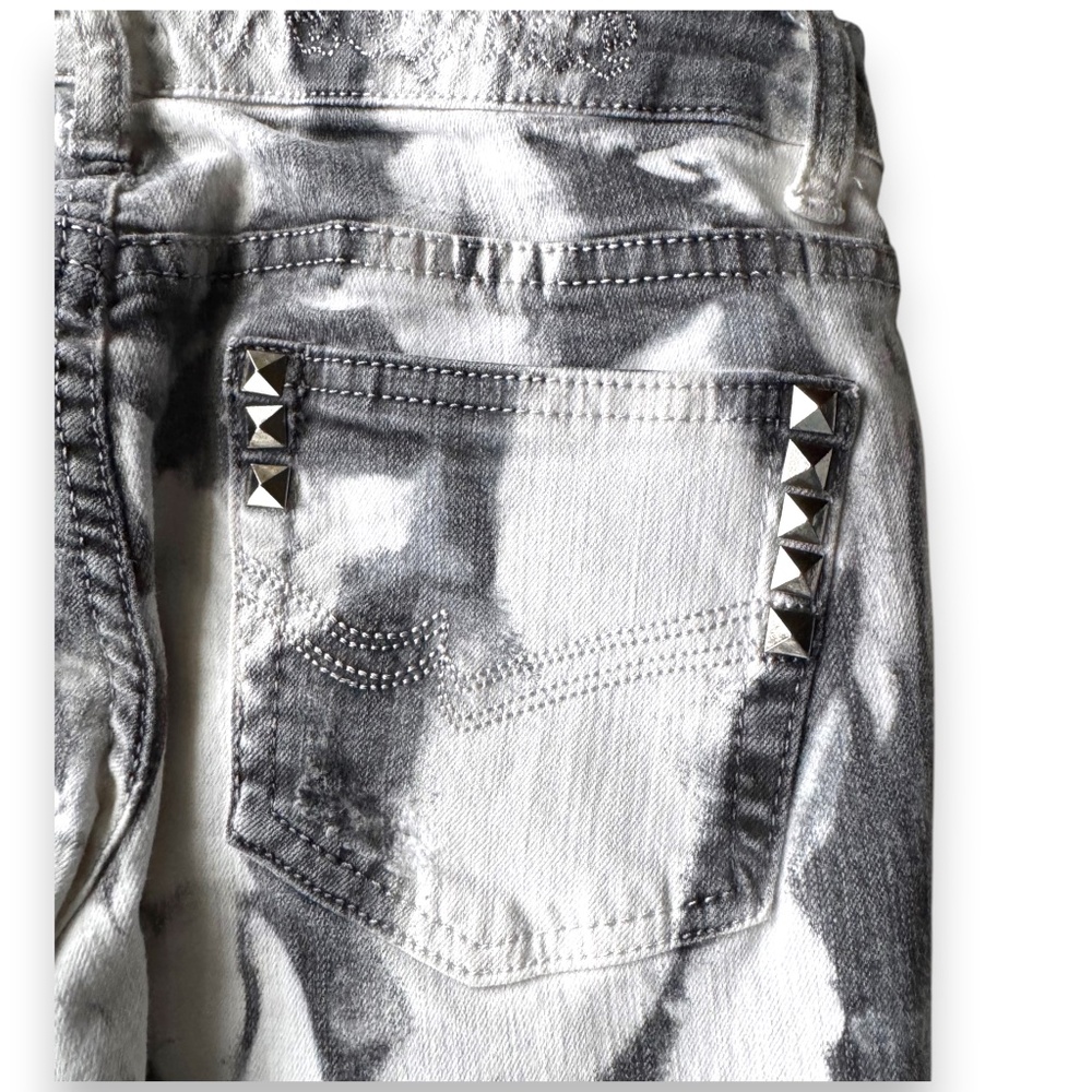 MACHINE gray tie-dye studded jeans size 0 - Picture 4 of 15